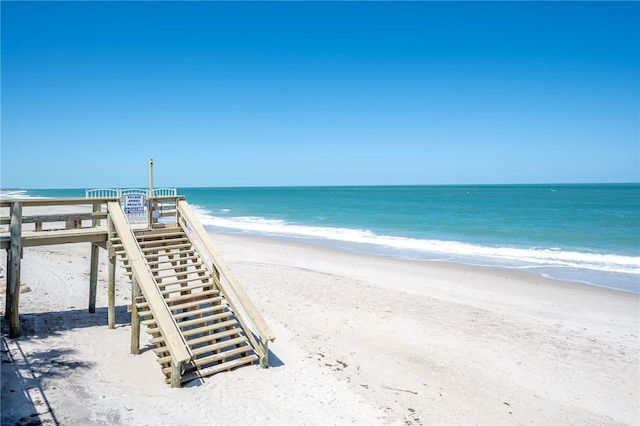 property view of water featuring a view of the beach