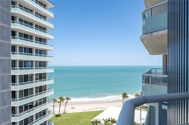 view of water feature featuring a view of the beach