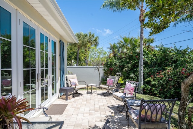 view of patio / terrace featuring french doors