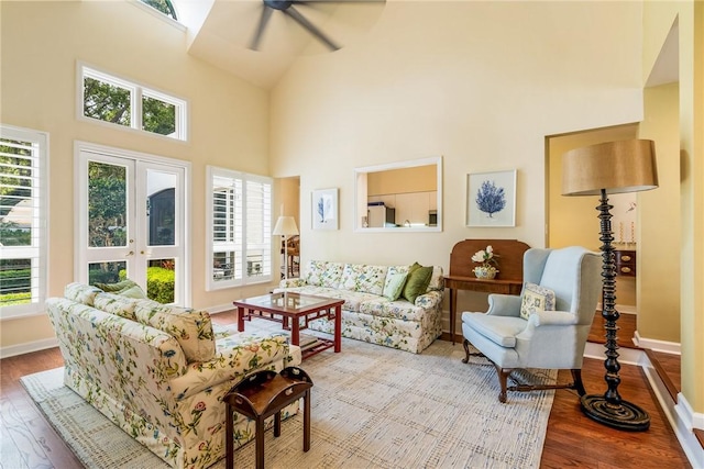 8409 Red Bay Ct Unit 8409, Vero Beach, FL 32963 - living room with wood finished floors, baseboards, and a ceiling fan