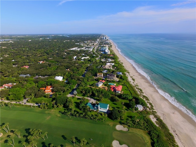 drone / aerial view with a view of the beach and a water view