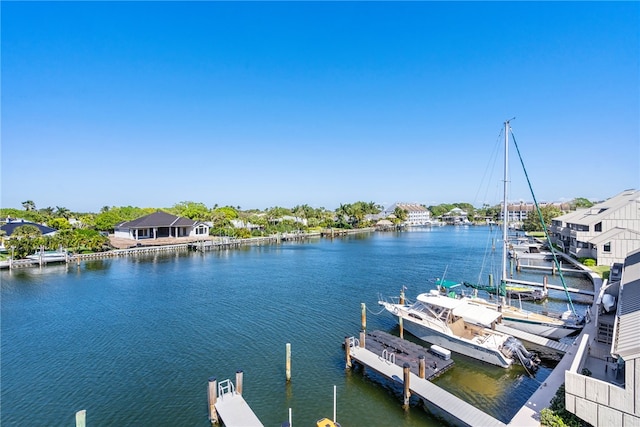 view of dock featuring a water view