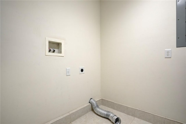 laundry room featuring electric dryer hookup, washer hookup, and electric panel