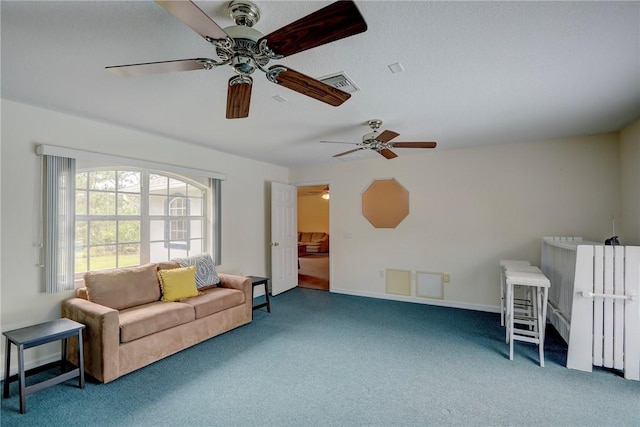 living area with carpet floors