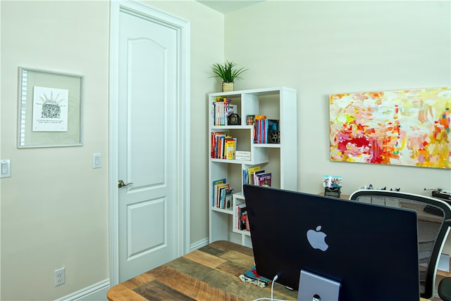 office featuring hardwood / wood-style flooring