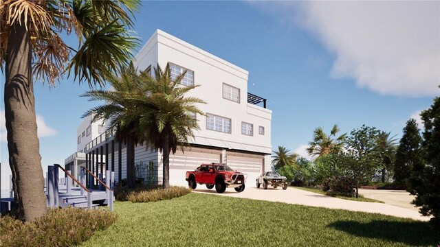 5290 94th Ln, Sebastian, FL 32958 - view of side of home featuring a garage, a lawn, and driveway