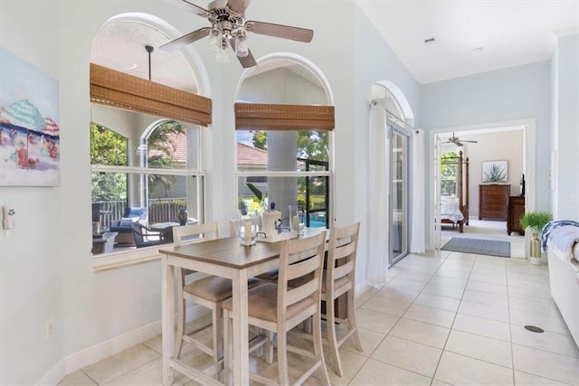 2214 Falls Cir, Vero Beach, FL 32967 - dining room featuring ceiling fan and light tile patterned floors