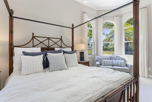 2214 Falls Cir, Vero Beach, FL 32967 - carpeted bedroom featuring crown molding