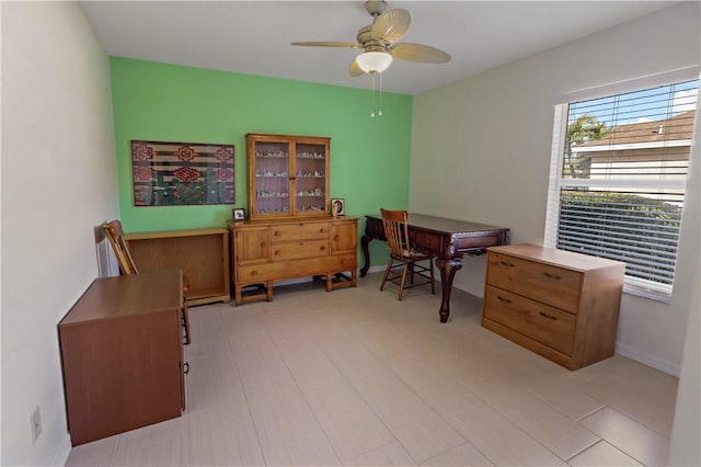 5688 Riverboat Cir SW, Vero Beach, FL 32968 - home office featuring ceiling fan and baseboards