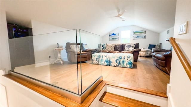 bedroom with lofted ceiling