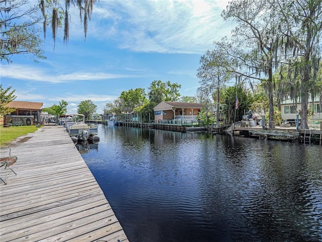 dock area featuring a water view