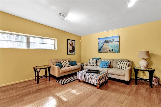 living room featuring light wood-type flooring