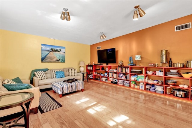 living room with hardwood / wood-style floors