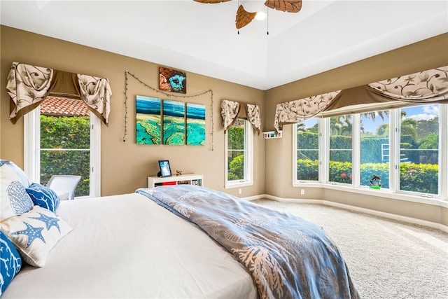 bedroom featuring carpet floors and ceiling fan