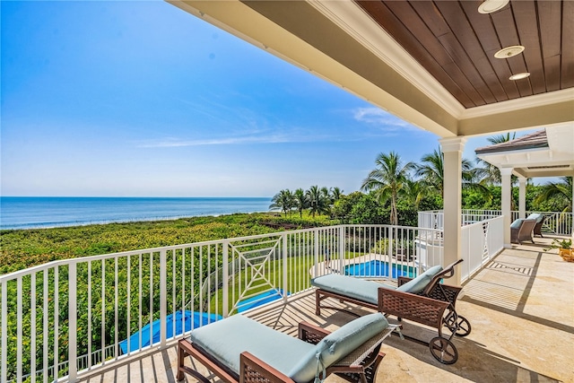 balcony with a water view