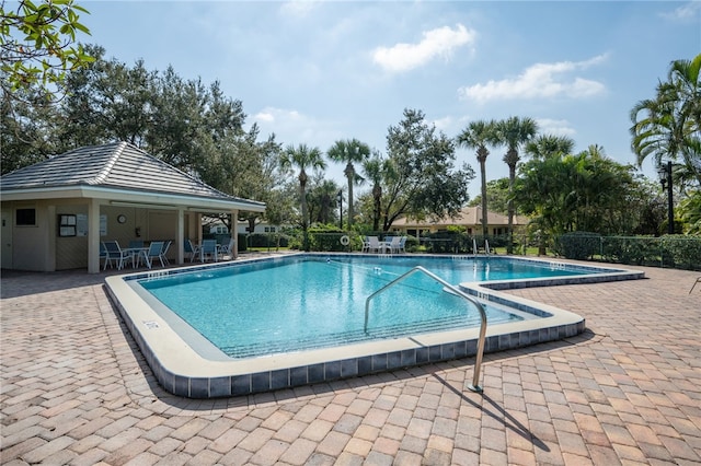 view of pool with a gazebo and a patio area