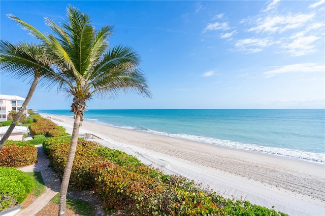 property view of water featuring a view of the beach