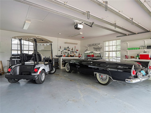 garage with a garage door opener