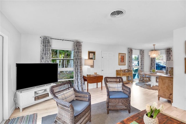 living room featuring light hardwood / wood-style floors