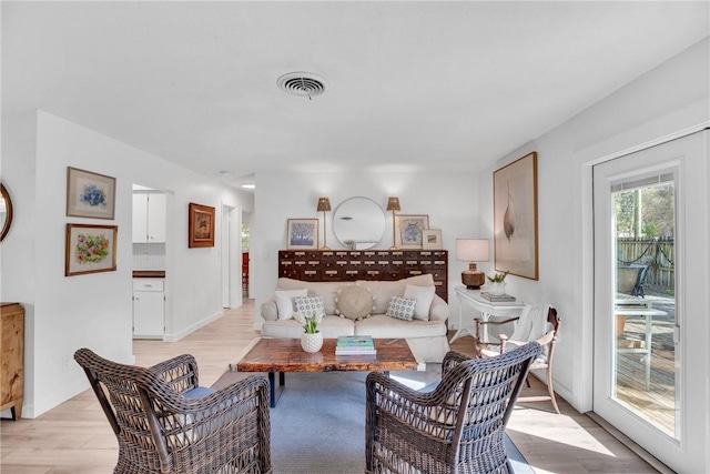 living room featuring light hardwood / wood-style flooring