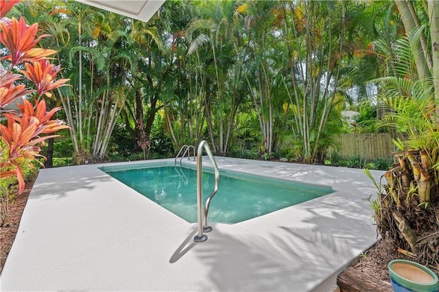 view of swimming pool featuring a patio