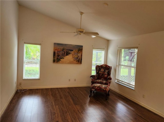 3865 8th Pl, Vero Beach, FL 32960 - sitting room featuring vaulted ceiling, healthy amount of natural light, wood finished floors, and ceiling fan