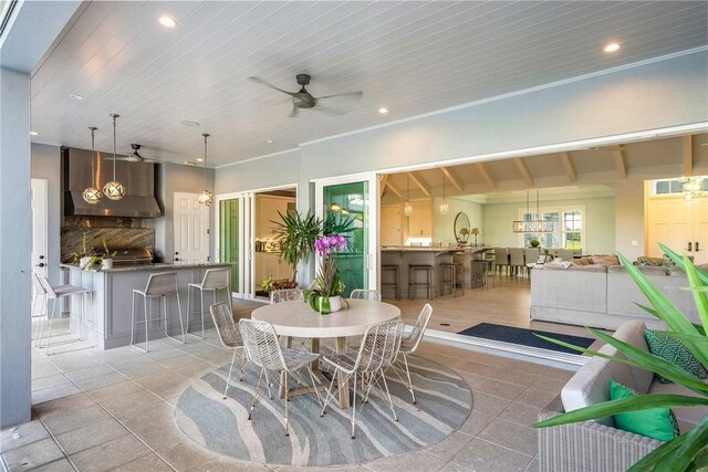 951 W Polo Grounds Dr, Vero Beach, FL 32966 - dining room featuring a ceiling fan, recessed lighting, and light tile patterned floors