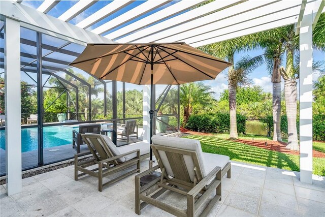 951 W Polo Grounds Dr, Vero Beach, FL 32966 - view of patio featuring an outdoor pool and glass enclosure