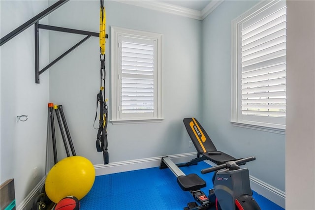 951 W Polo Grounds Dr, Vero Beach, FL 32966 - workout room featuring ornamental molding and healthy amount of natural light