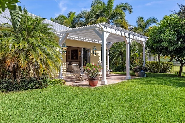 exterior space with a pergola and a patio