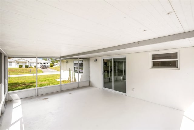 view of unfurnished sunroom