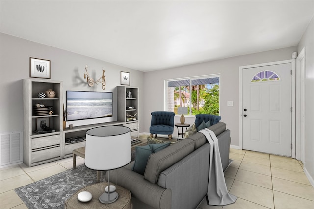 view of tiled living room