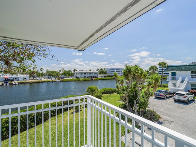 balcony with a water view