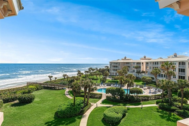 view of water feature featuring a view of the beach