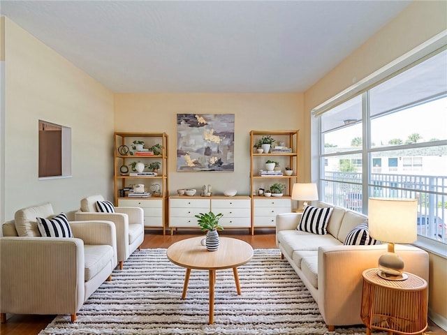 living room with wood-type flooring