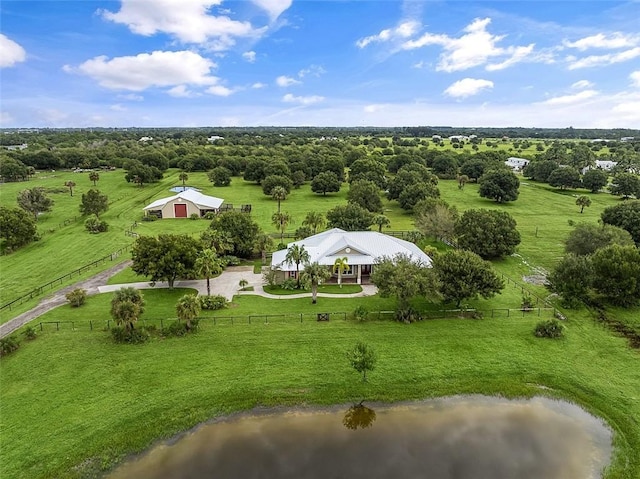 drone / aerial view with a rural view