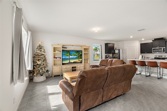 view of tiled living room