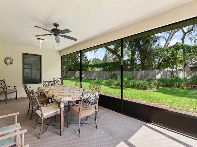 321 Browning Ter, Sebastian, FL 32958 - sunroom with a ceiling fan and outdoor dining area