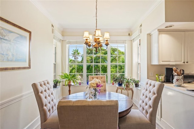1250 W Southwinds Blvd Unit 310, Vero Beach, FL 32963 - dining space featuring a chandelier and crown molding