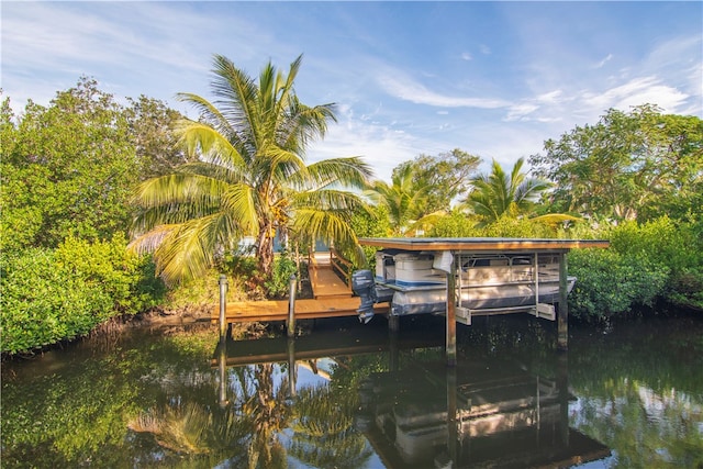 view of dock featuring a water view