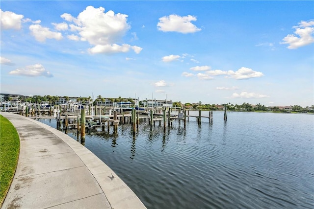 dock area featuring a water view