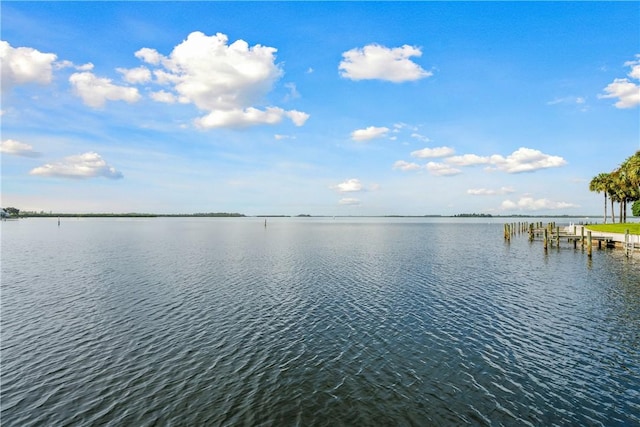 property view of water featuring a dock