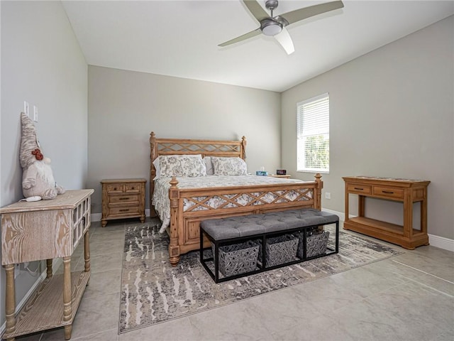 bedroom featuring ceiling fan