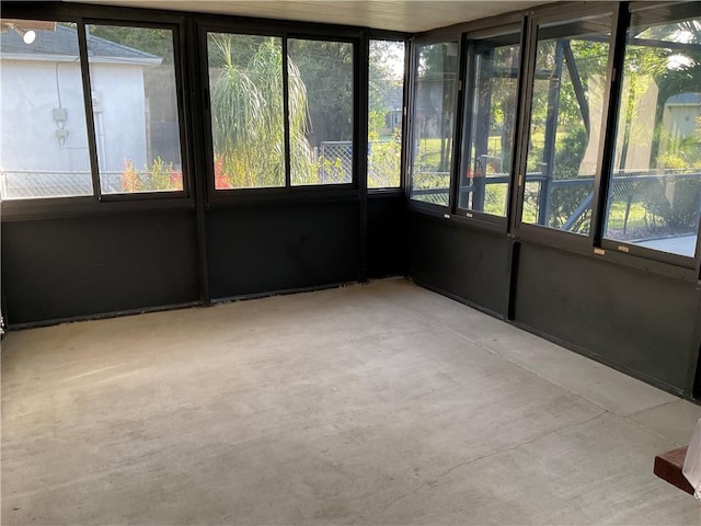 view of unfurnished sunroom