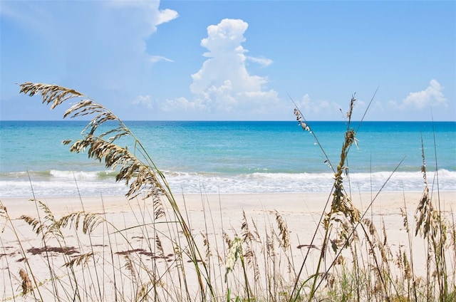 view of water feature featuring a beach view