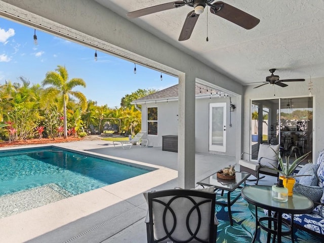 outdoor pool featuring a patio