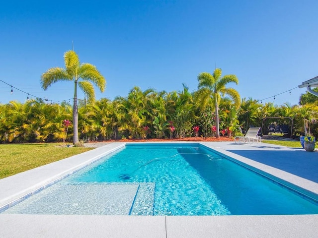 pool with a yard