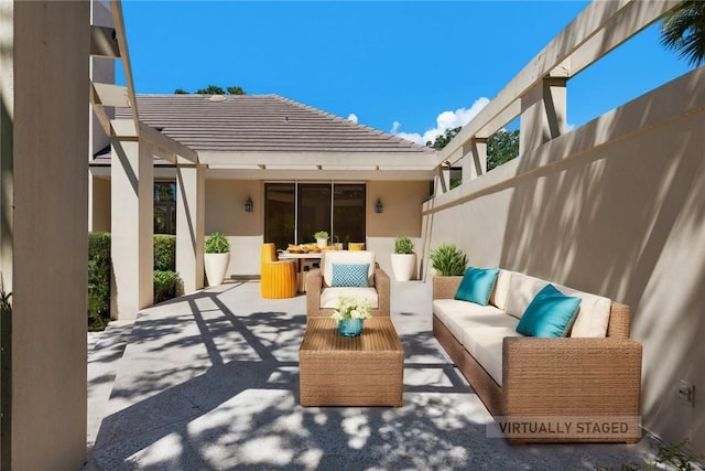 view of patio featuring an outdoor hangout area