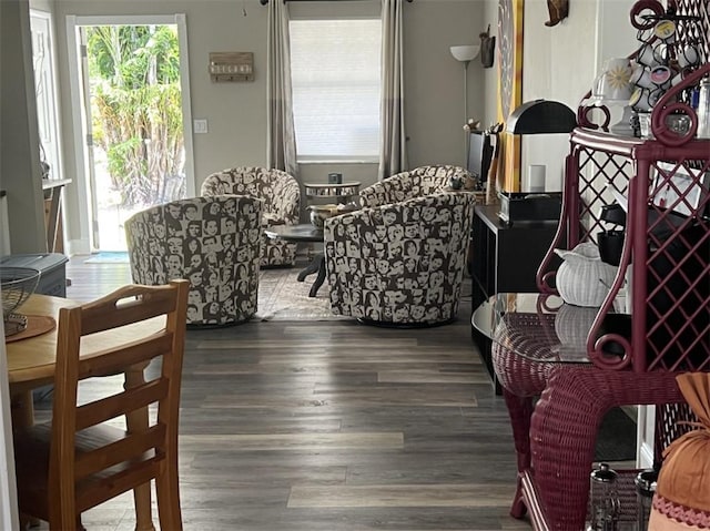 living area with wood finished floors