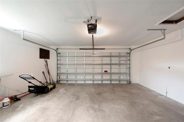 garage with a garage door opener